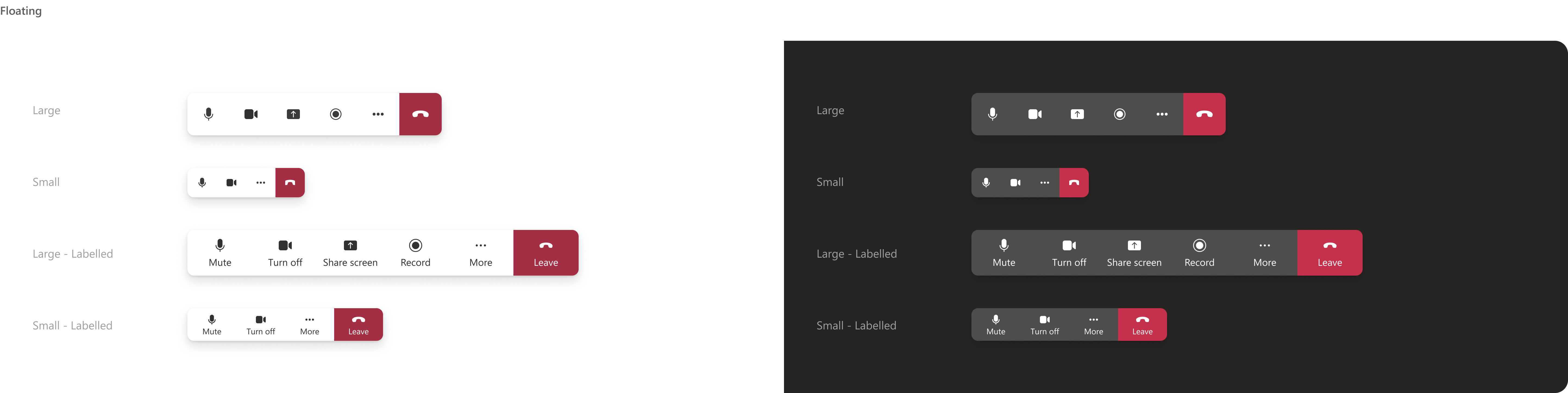 Floating call control bar variant