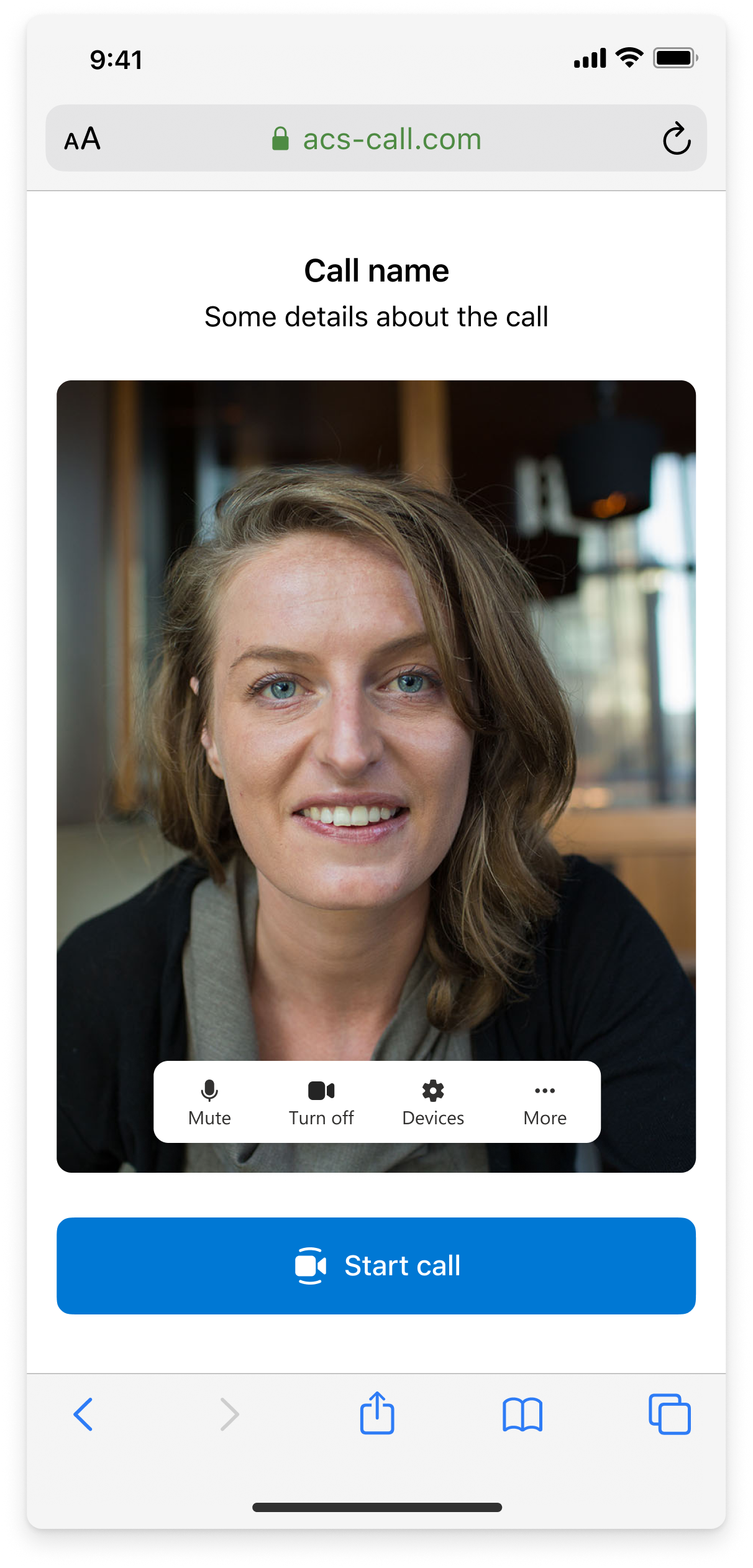Mobile pre-call setup — device and camera selection