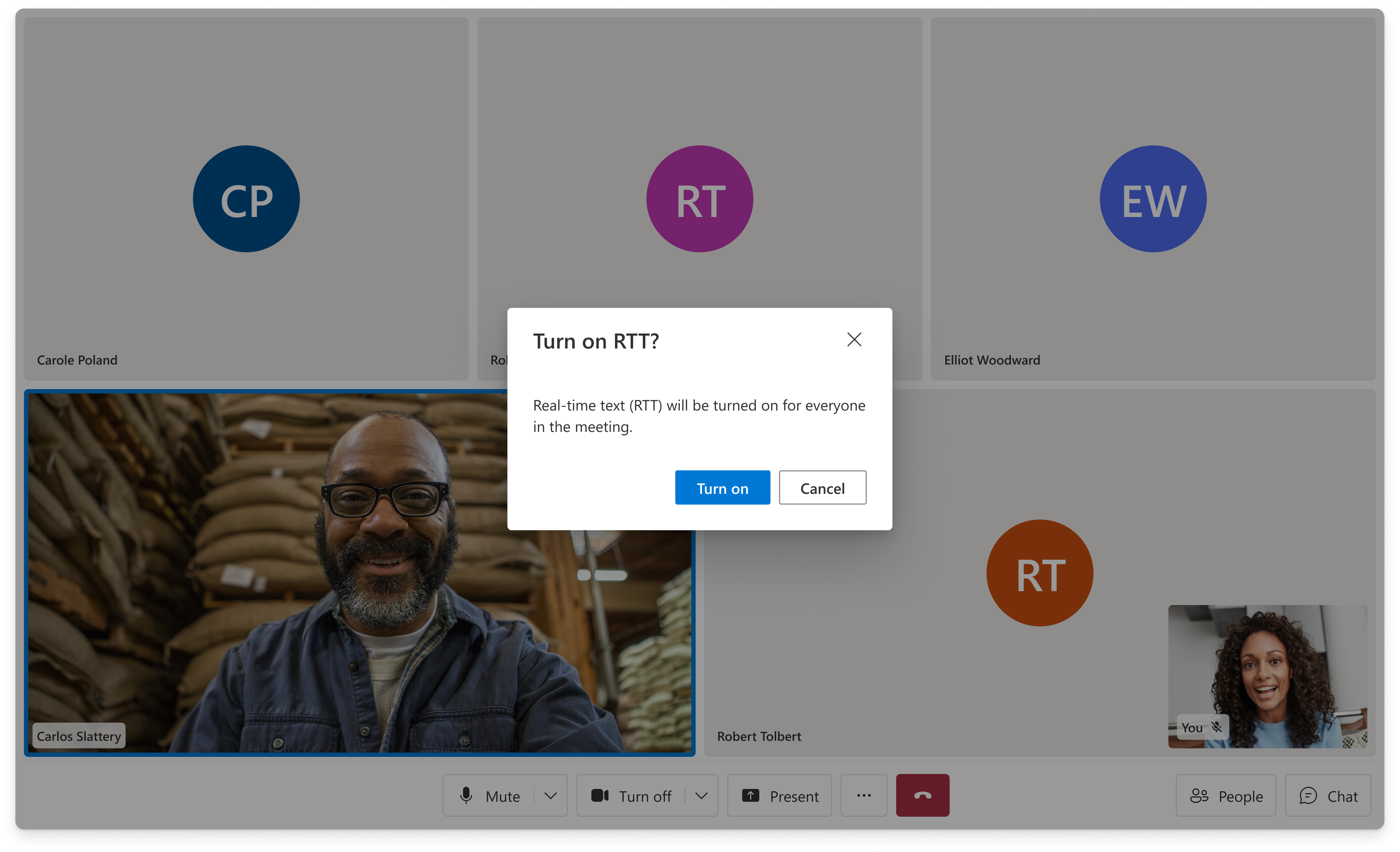 RTT turn-on notification — in-call banner