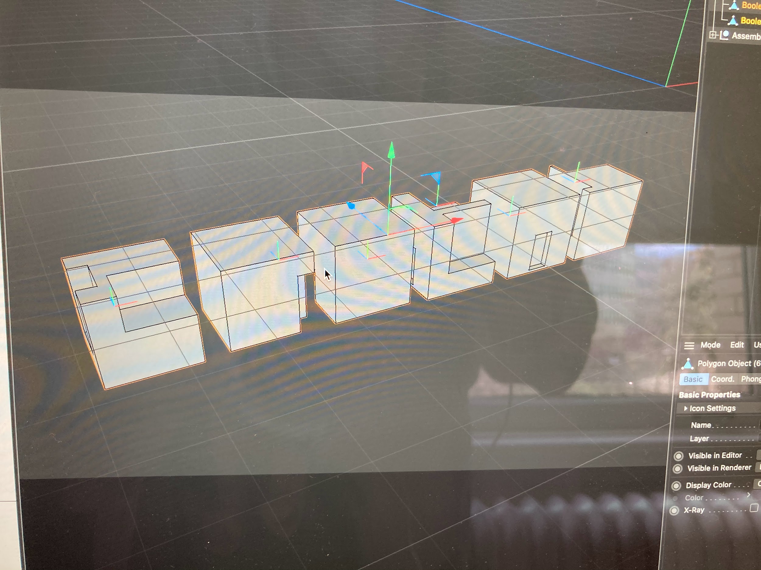 3D modeling software: wireframe cube form variations with different opening configurations