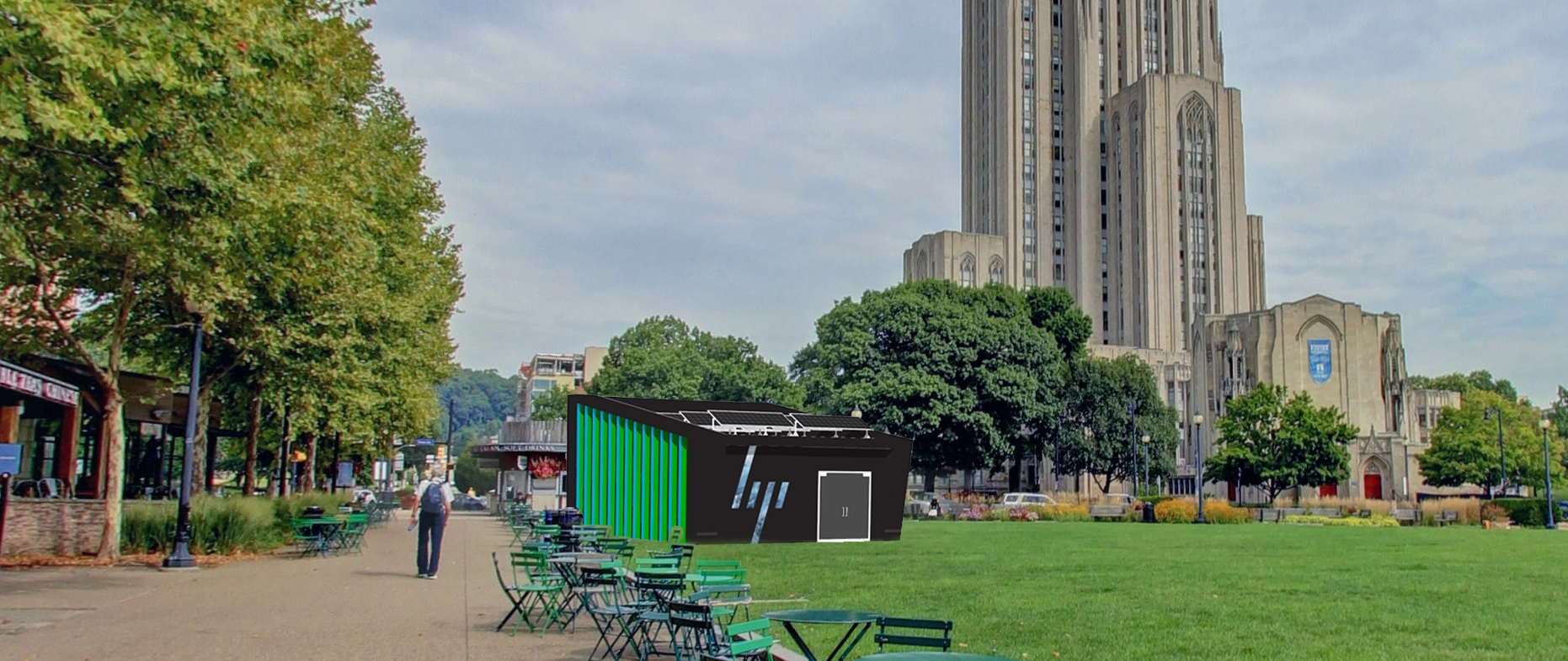 HP Sustainability Experience exterior rendering from Forbes Avenue