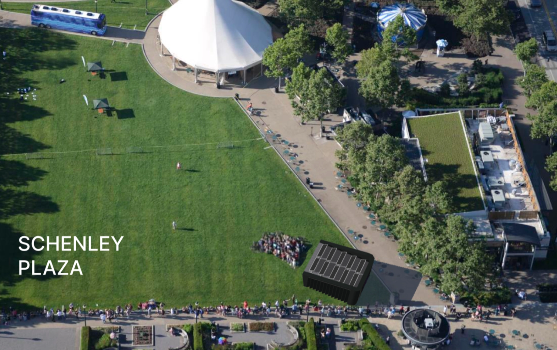 Location diagram showing pop-up position in Schenley Plaza