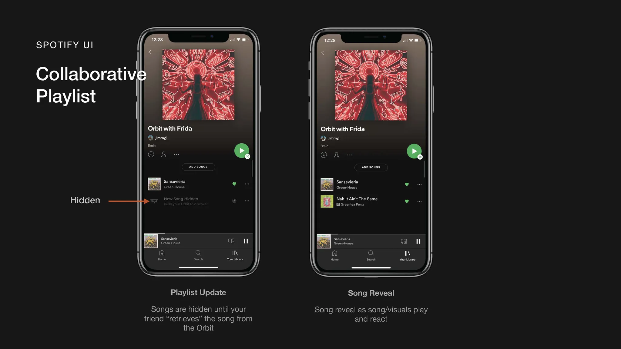 Spotify UI: song sharing interface