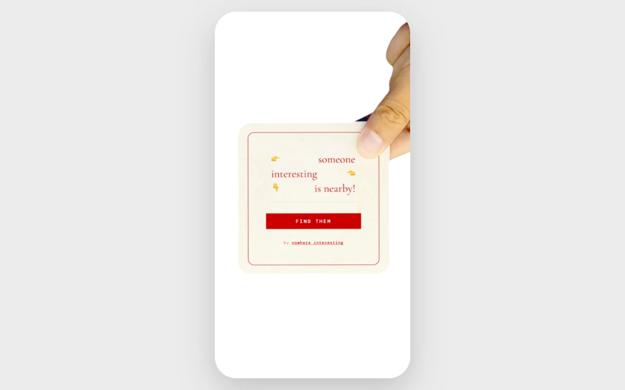 The invitation card on the Someone Interesting entry screen